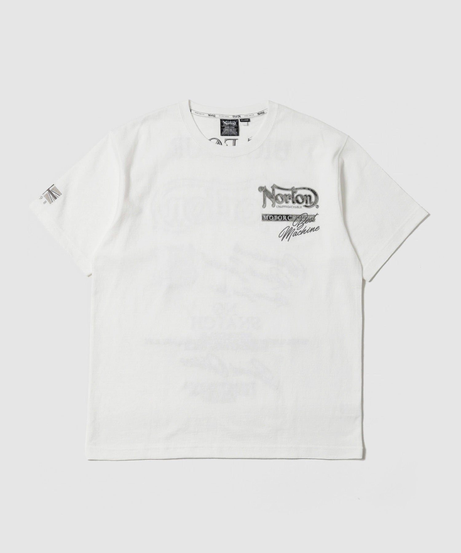 Norton ボタニカル柄ロゴ刺繍 クルーネック半袖Tシャツ メンズ