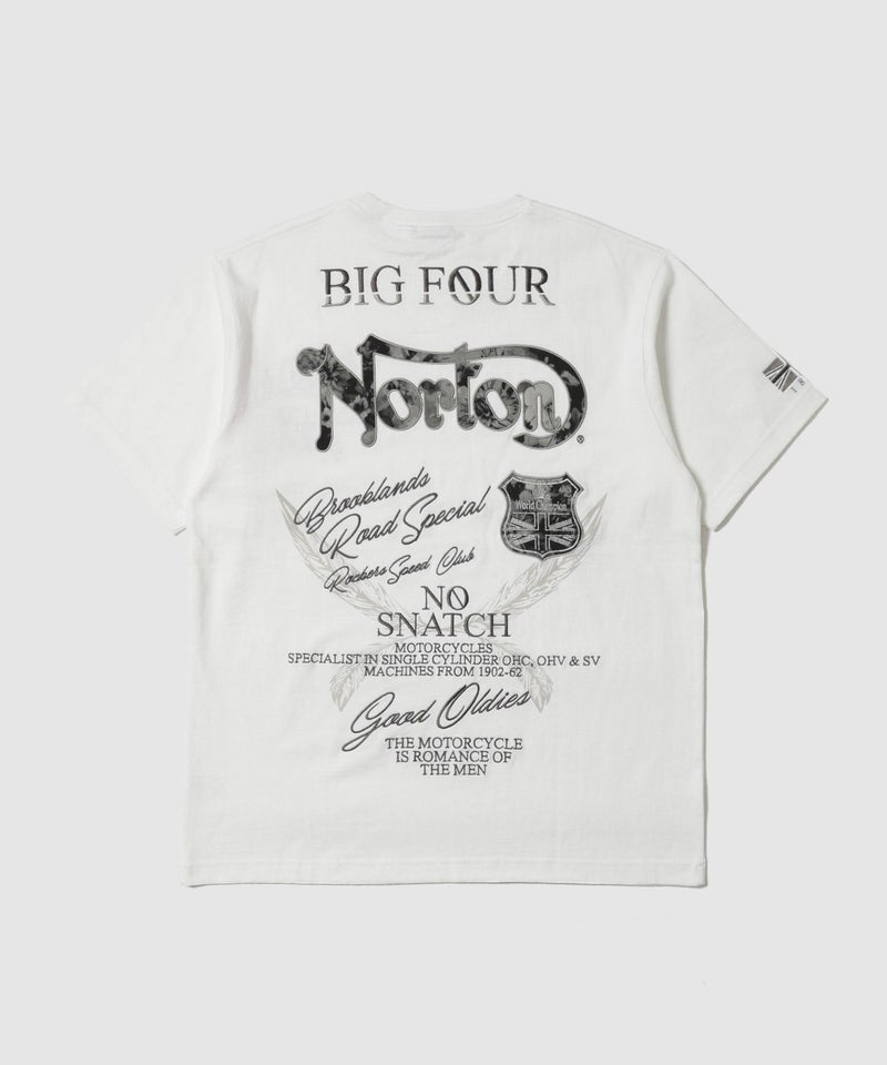 Norton ボタニカル柄ロゴ刺繍 クルーネック半袖Tシャツ メンズ メール便 対応商品商品画像-5