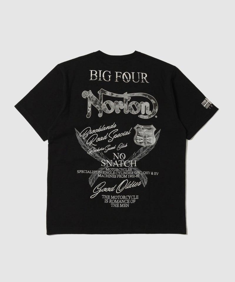 Norton ボタニカル柄ロゴ刺繍 クルーネック半袖Tシャツ メンズ メール便 対応商品商品画像-6