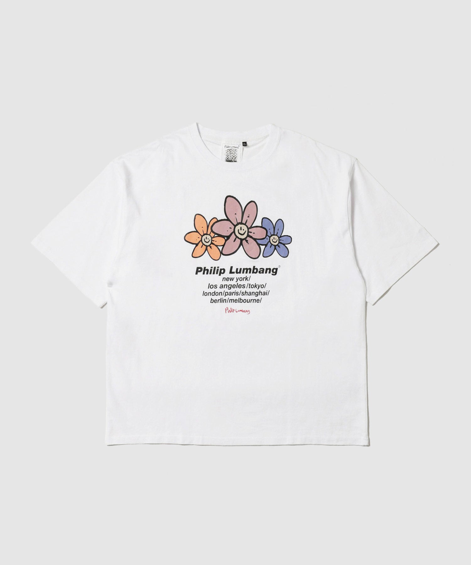 Philip Lumbang フラワーグラフィック ロゴプリント 半袖Tシャツ メンズ