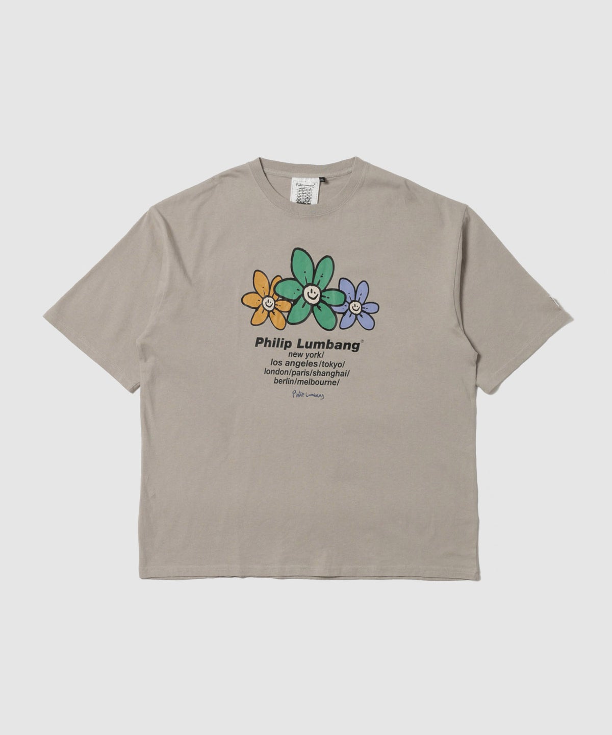 Philip Lumbang フラワーグラフィック ワールドツアー風ロゴプリント 半袖Tシャツ メンズ メール便 対応商品