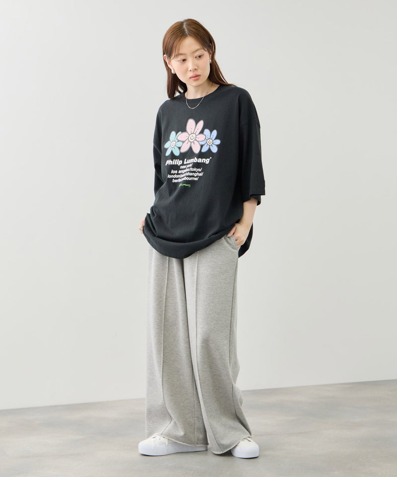 Philip Lumbang フラワーグラフィック ワールドツアー風ロゴプリント 半袖Tシャツ メンズ メール便 対応商品商品画像-9
