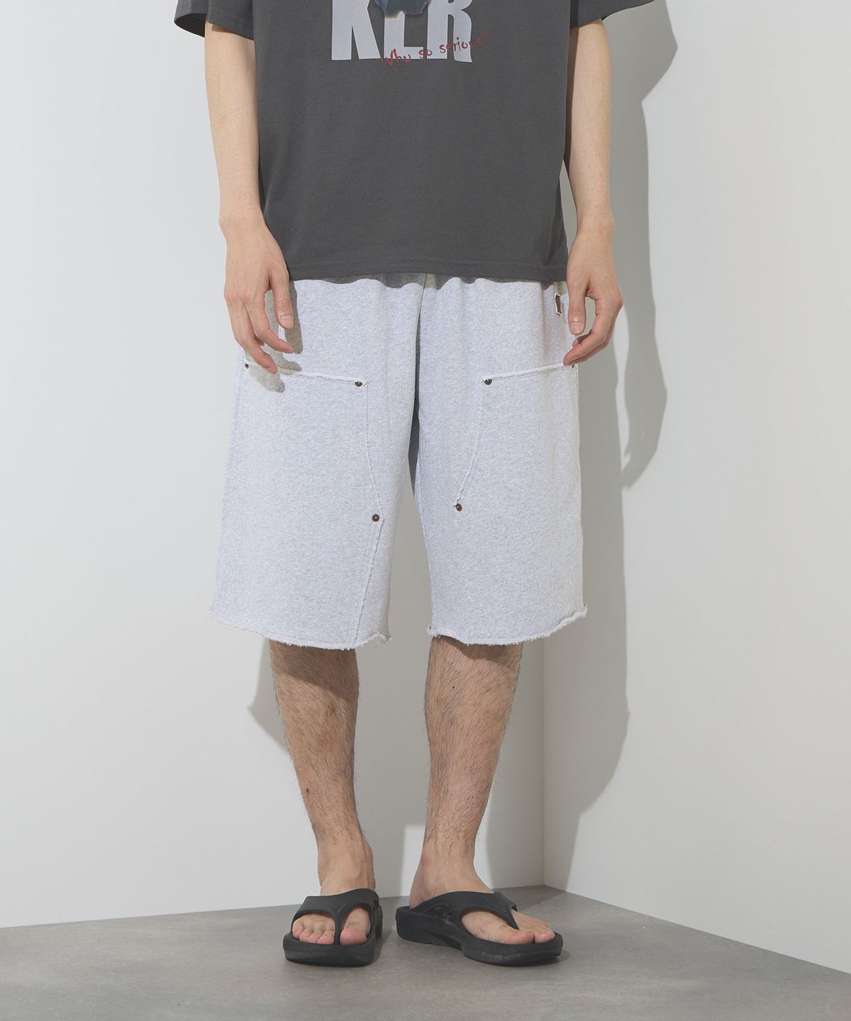 Philip Lumbang ヴィンテージ加工ダブルニースウェットハーフパンツ メンズ
