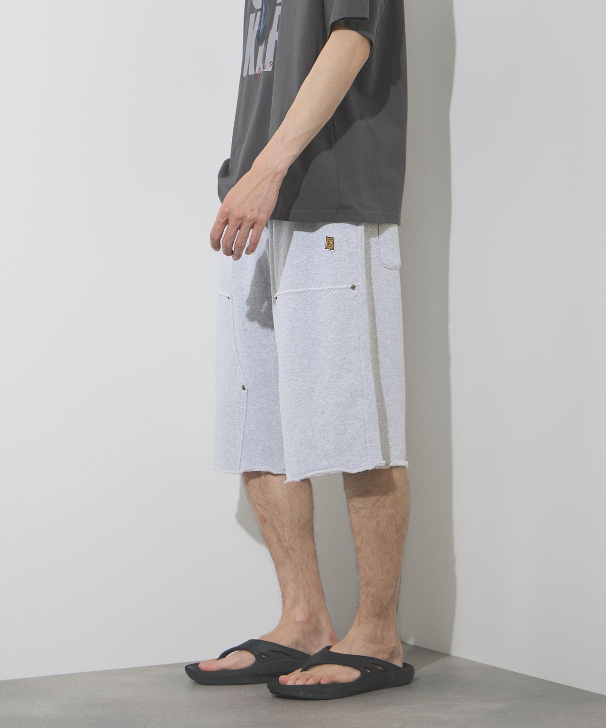 Philip Lumbang ヴィンテージ加工ダブルニースウェットハーフパンツ メンズ