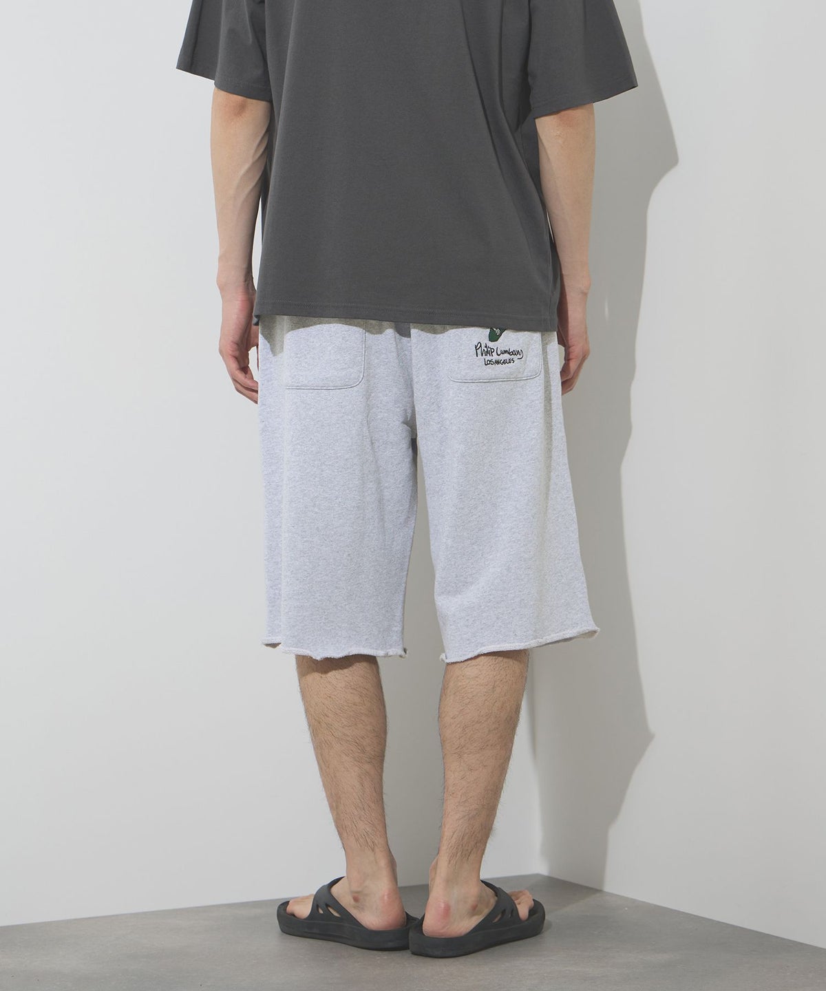 Philip Lumbang ヴィンテージ加工ダブルニースウェットハーフパンツ メンズ