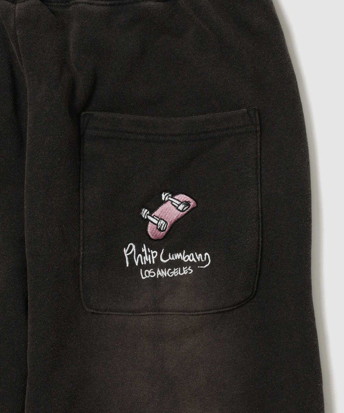 Philip Lumbang ヴィンテージ加工ダブルニースウェットハーフパンツ メンズ