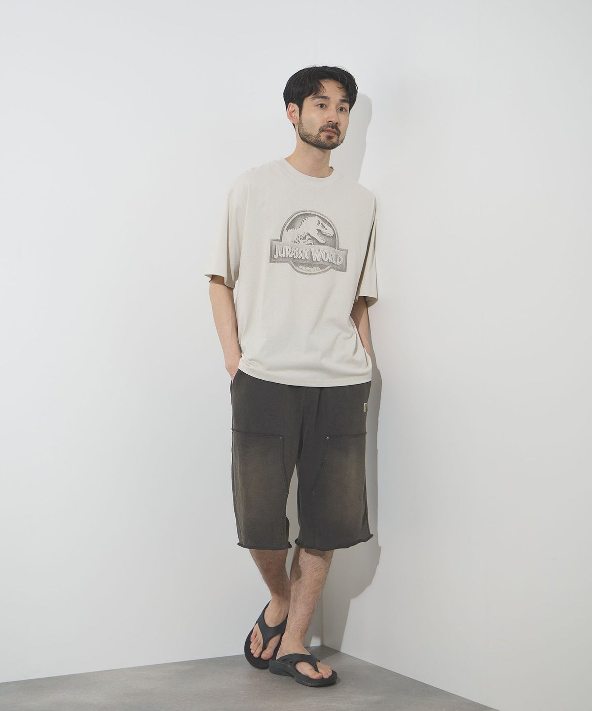 Philip Lumbang ヴィンテージ加工ダブルニースウェットハーフパンツ メンズ