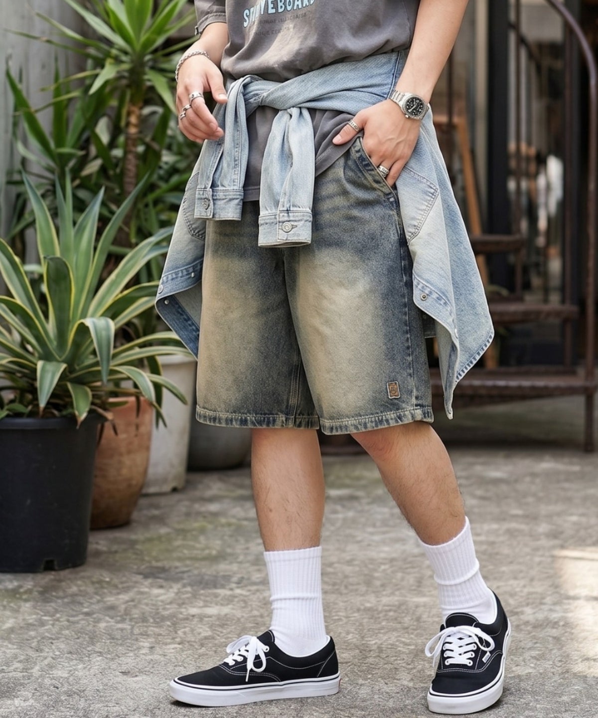 Philip Lumbang イージーデニムショートパンツ メンズ