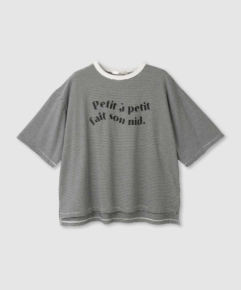 Idnes ピンボーダーロゴTシャツ レディース メール便 対応商品商品画像-1