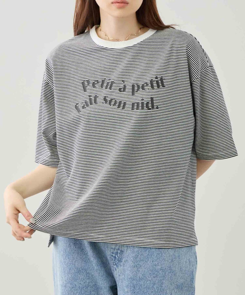 Idnes  ピンボーダーロゴTシャツ レディース メール便 対応商品商品画像-1