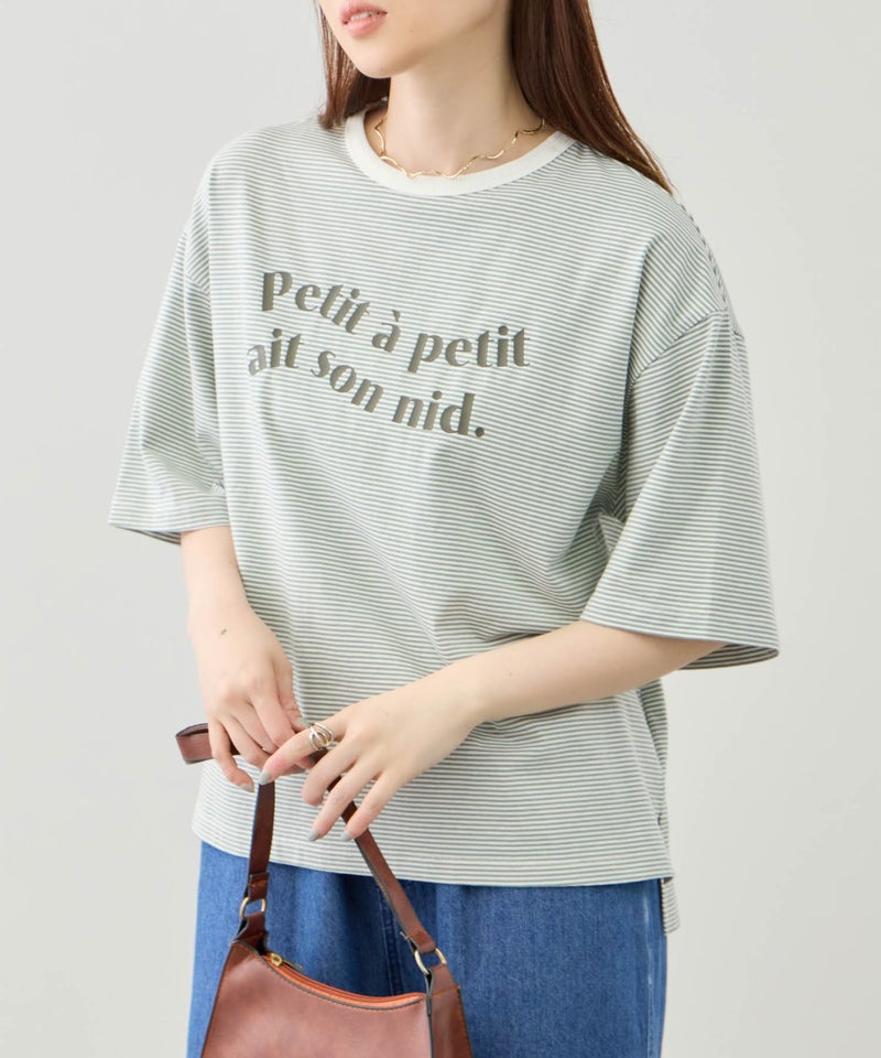 Idnes ピンボーダーロゴTシャツ レディース メール便 対応商品商品画像-2