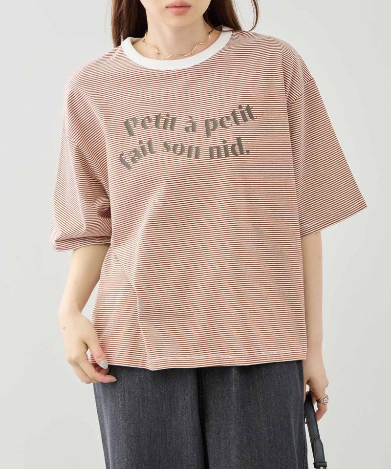 Idnes  ピンボーダーロゴTシャツ レディース メール便 対応商品商品画像-4