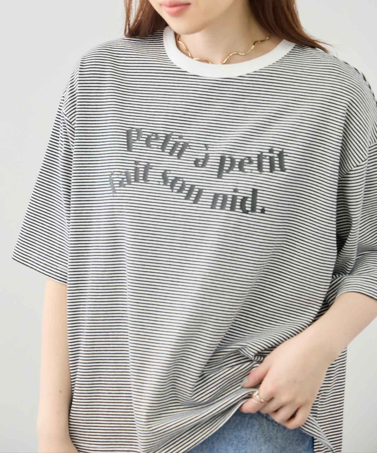 Idnes ピンボーダーロゴTシャツ レディース メール便 対応商品