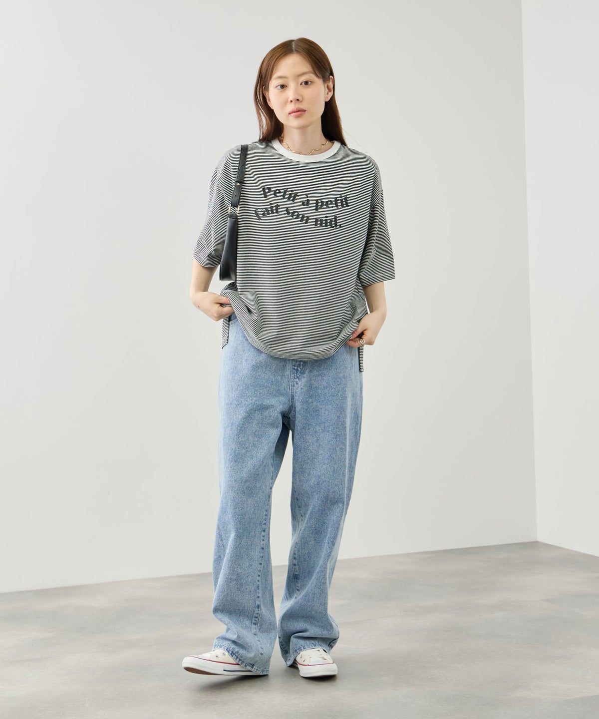 Idnes ピンボーダーロゴTシャツ レディース メール便 対応商品
