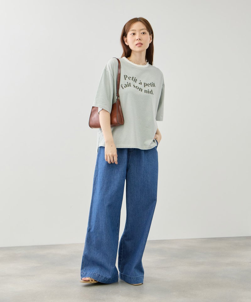 Idnes ピンボーダーロゴTシャツ レディース メール便 対応商品商品画像-10