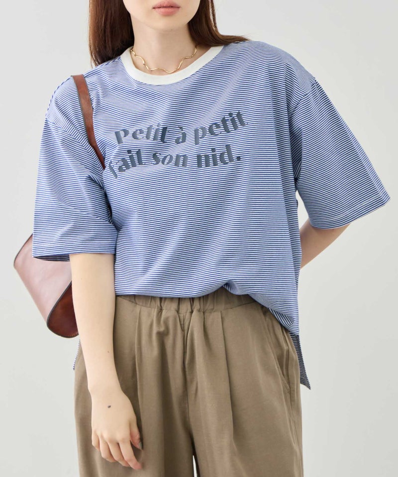 Idnes ピンボーダーロゴTシャツ レディース メール便 対応商品商品画像-11