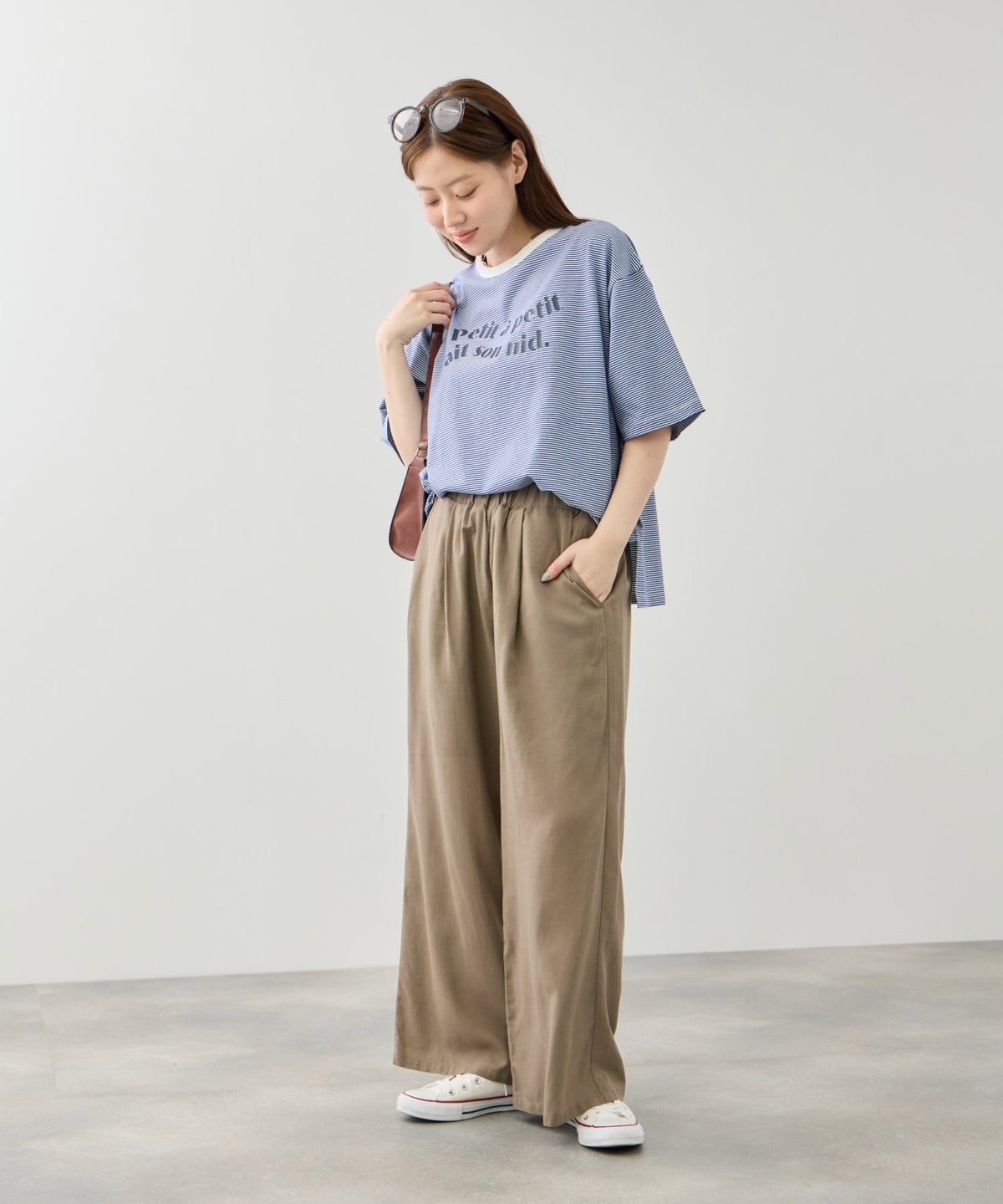 Idnes ピンボーダーロゴTシャツ レディース メール便 対応商品