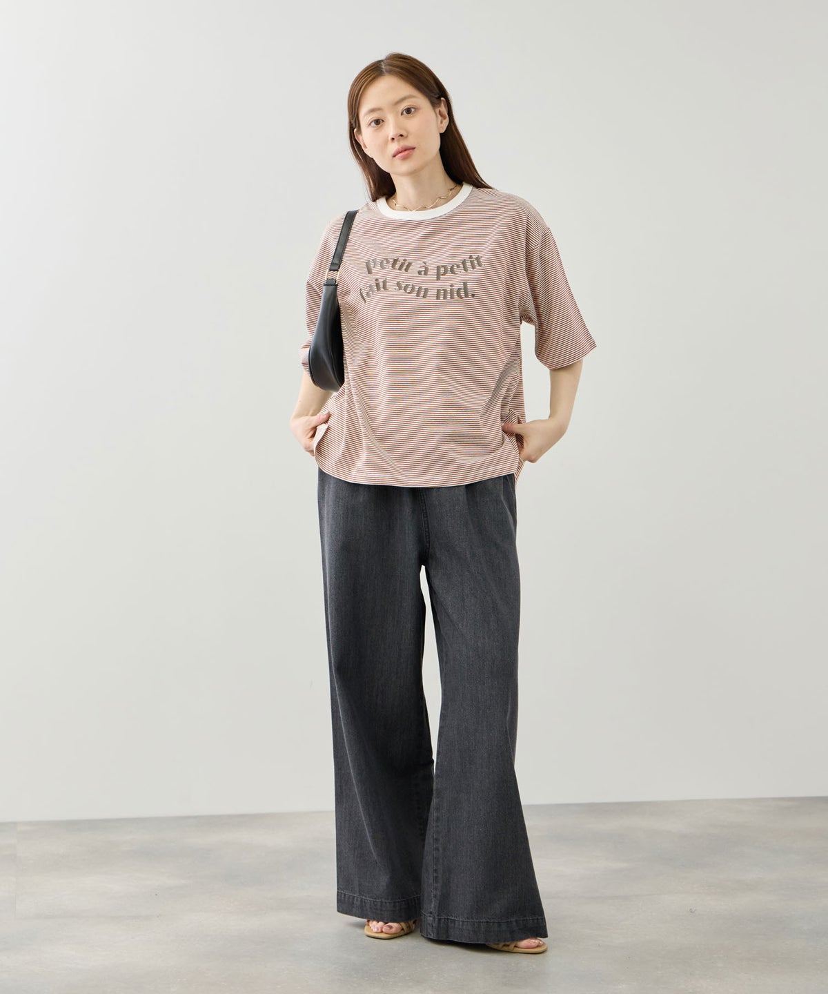Idnes ピンボーダーロゴTシャツ レディース メール便 対応商品