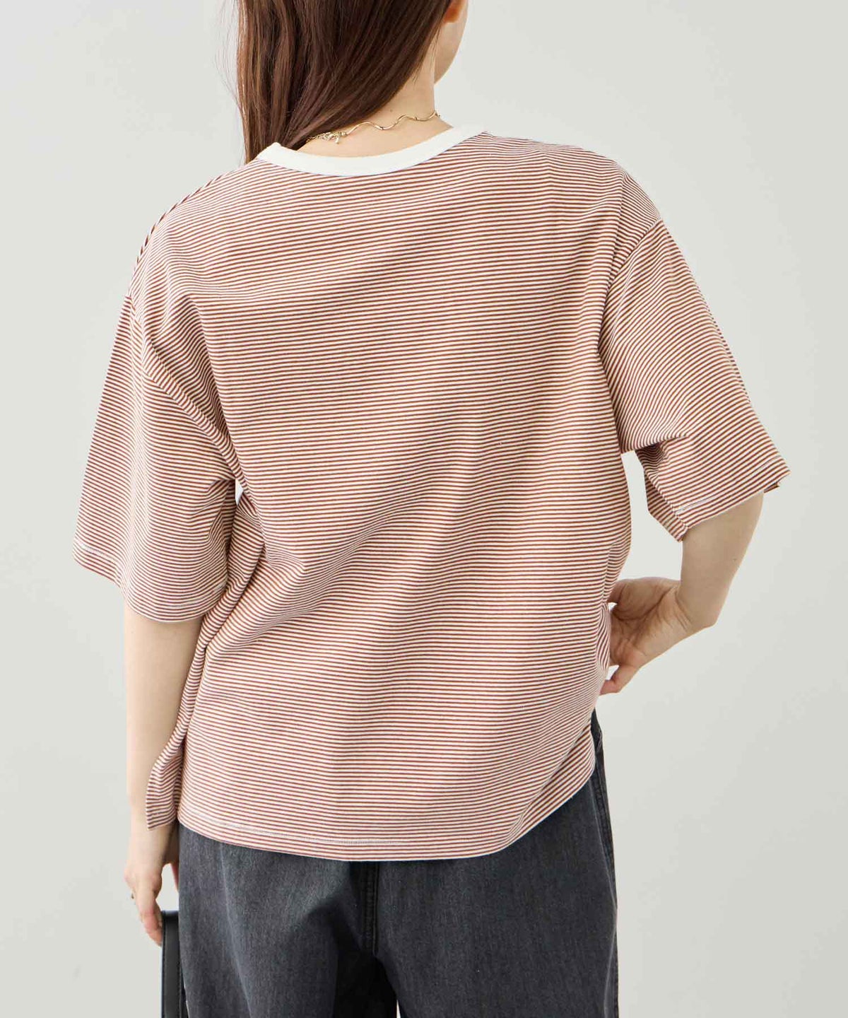 Idnes ピンボーダーロゴTシャツ レディース メール便 対応商品