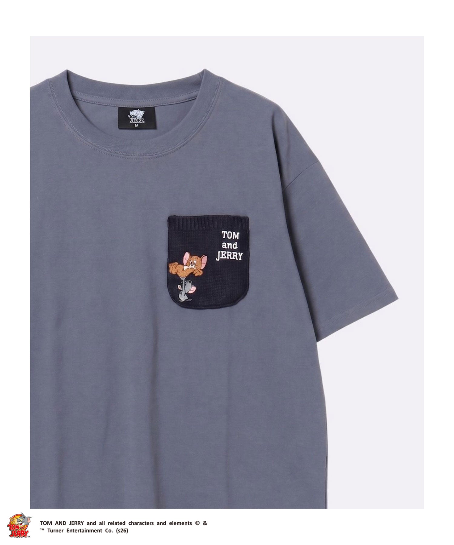 Tom and Jerry ニットポケット刺繍半袖Tシャツ メンズ