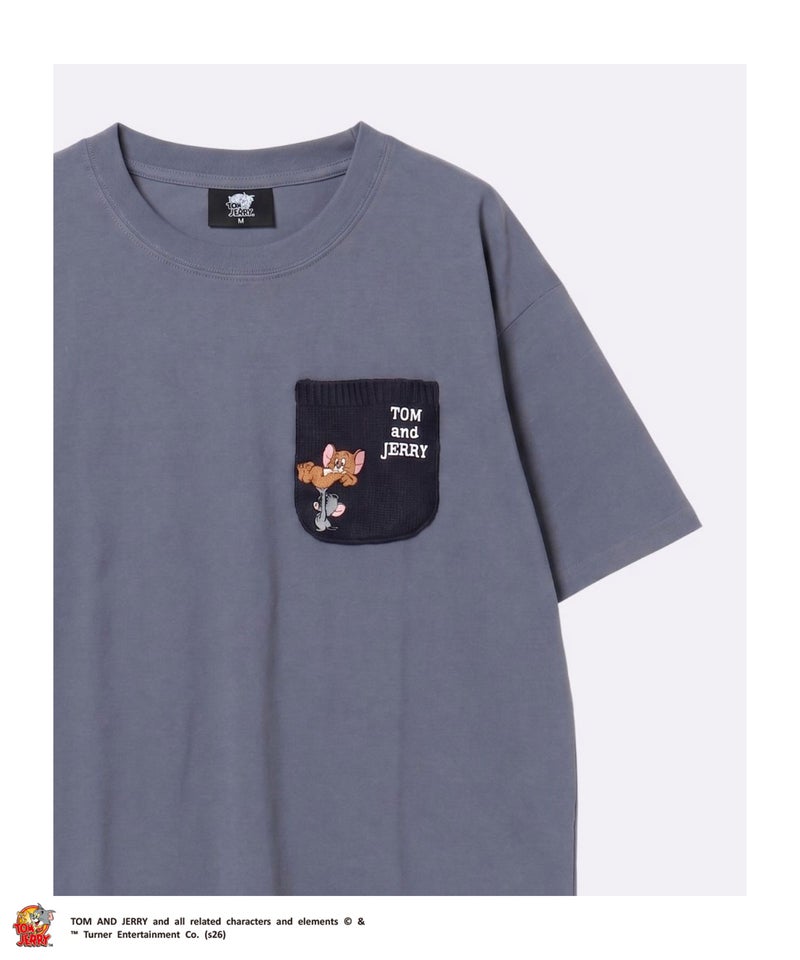 Tom and Jerry ニットポケット刺繍半袖Tシャツ メンズ メール便 対応商品商品画像-4