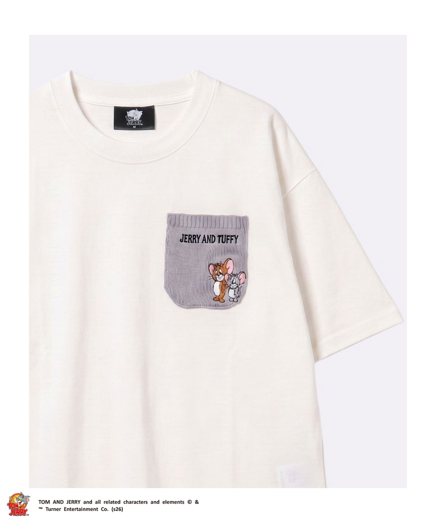 Tom and Jerry ニットポケット刺繍半袖Tシャツ メンズ