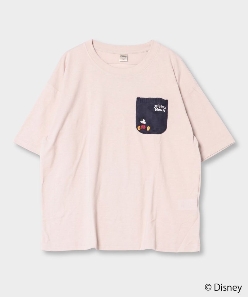 Disney ミッキーマウス / ニットポケット刺繍半袖Tシャツ メンズ メール便 対応商品商品画像-1