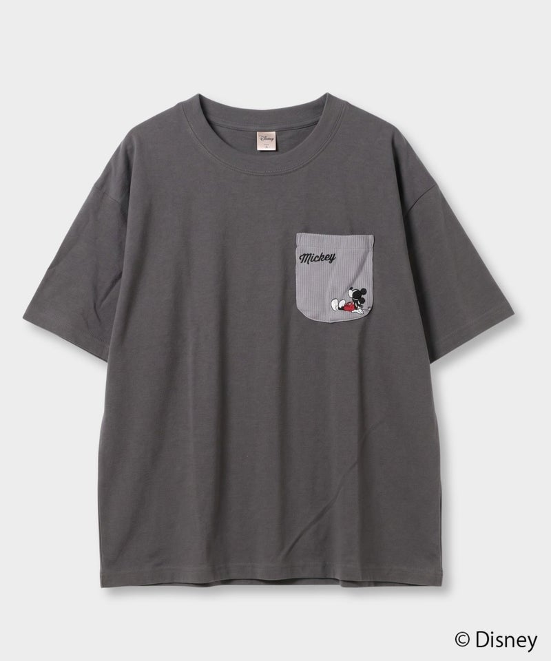 Disney ミッキーマウス / ニットポケット刺繍半袖Tシャツ メンズ メール便 対応商品商品画像-2