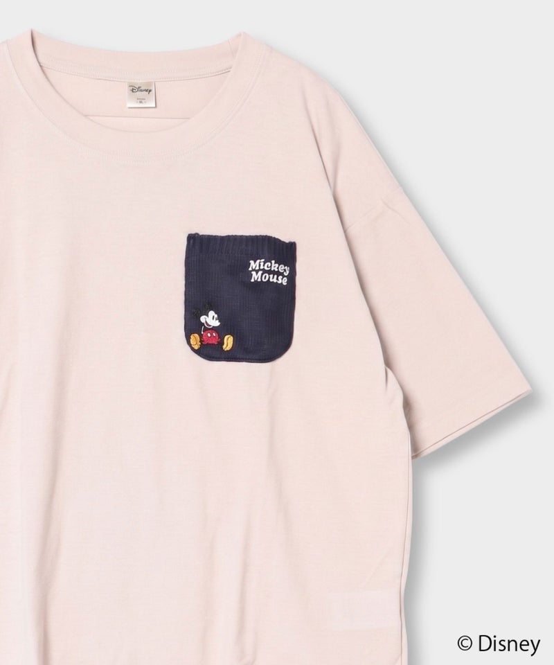 Disney ミッキーマウス / ニットポケット刺繍半袖Tシャツ メンズ メール便 対応商品商品画像-4