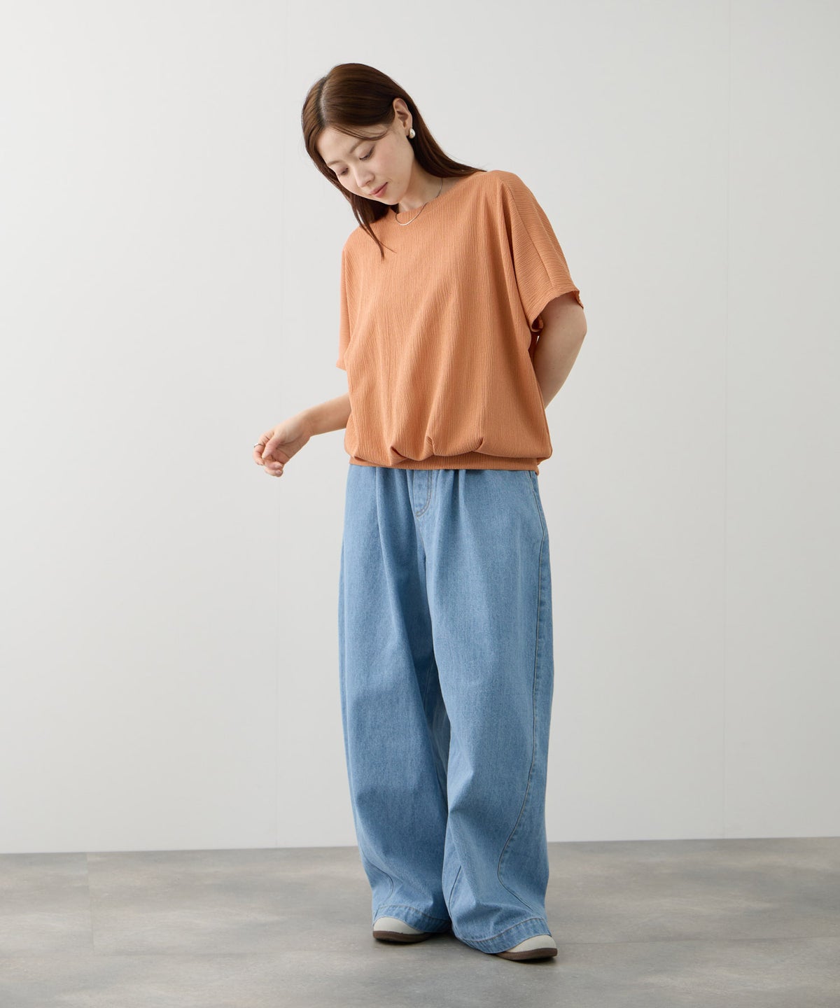 NAVY SARARI 裾タックシボプルオーバー レディース メール便 対応商品