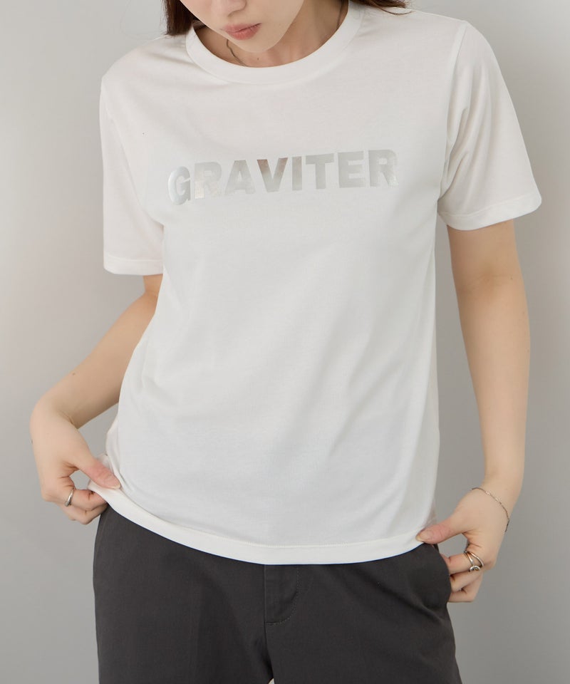 NAVY  SARARI 箔プリントTシャツ レディース メール便 対応商品商品画像-1