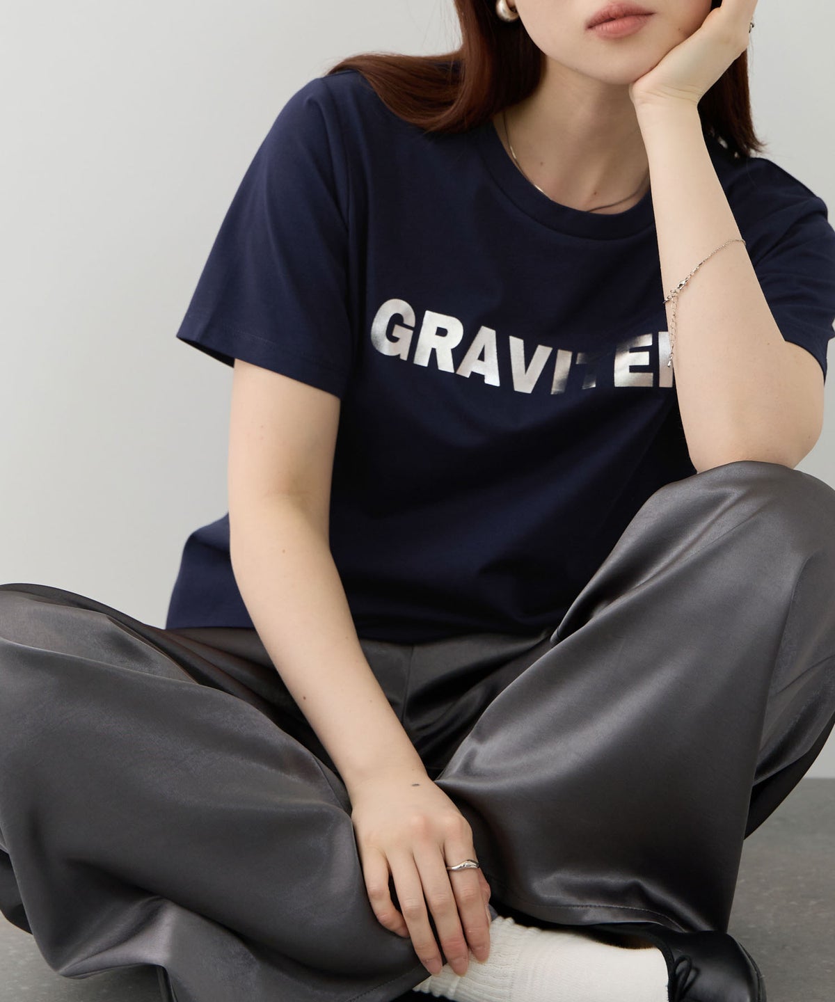 NAVY SARARI 箔プリントTシャツ レディース メール便 対応商品