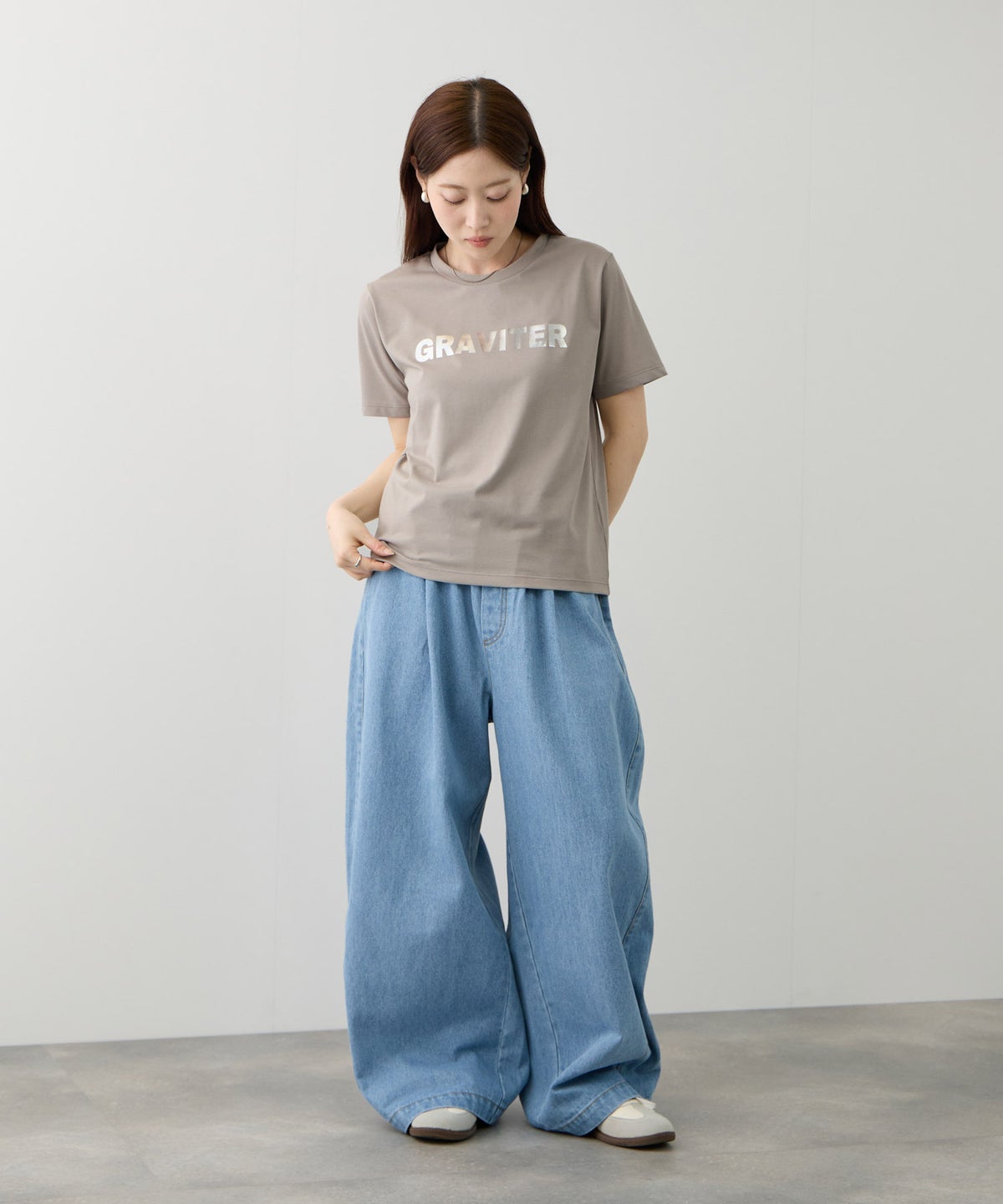 NAVY SARARI 箔プリントTシャツ レディース メール便 対応商品