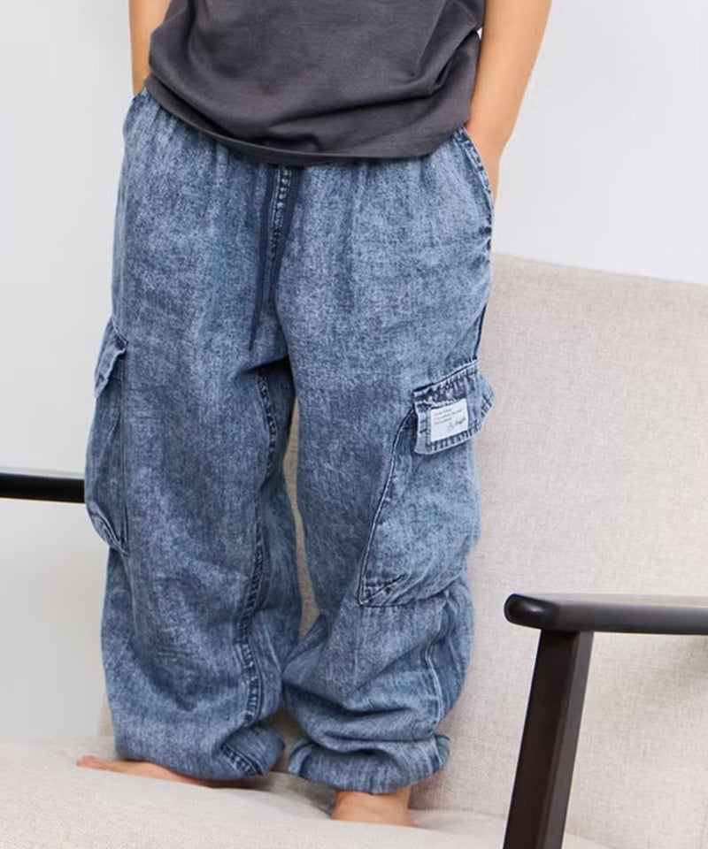 NAVY  ライトオンスデニム イージーカーゴパンツ キッズ商品画像-1
