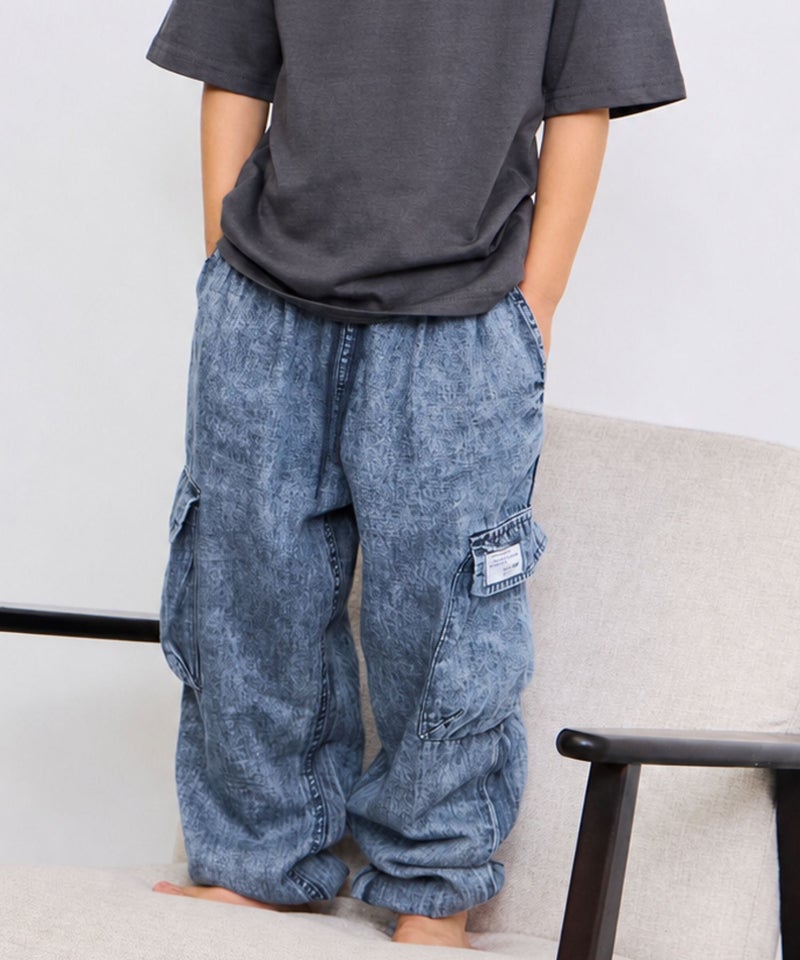 NAVY  ライトオンスデニム イージーカーゴパンツ キッズ商品画像-3