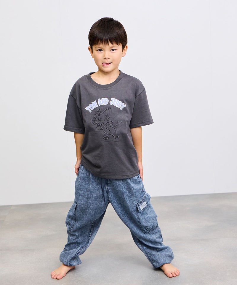 NAVY  ライトオンスデニム イージーカーゴパンツ キッズ商品画像-4