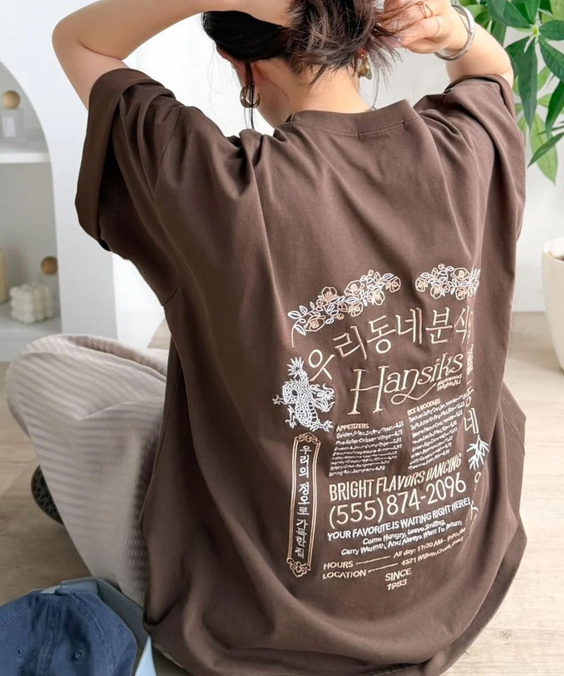 Classical Elf　《JaVaジャバコラボ》綿100%快適素材◎バック刺繍が主役の一枚♪オーバーサイズ ハングル刺繍バックプリントビッグTEE商品画像-4