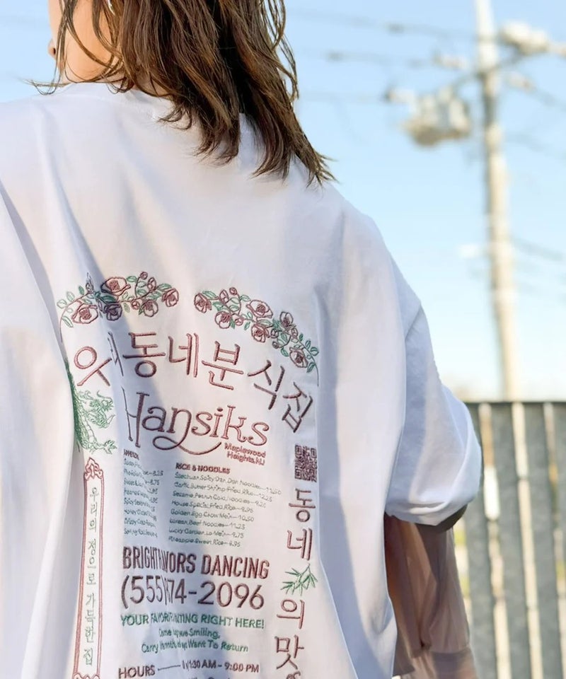 Classical Elf 《JaVaジャバコラボ》綿100%快適素材◎バック刺繍が主役の一枚♪オーバーサイズ ハングル刺繍バックプリントビッグTEE商品画像-10