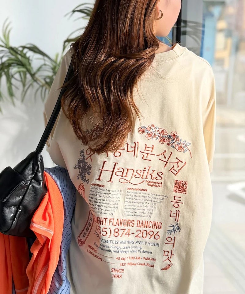 Classical Elf 《JaVaジャバコラボ》綿100%快適素材◎バック刺繍が主役の一枚♪オーバーサイズ ハングル刺繍バックプリントビッグTEE商品画像-12