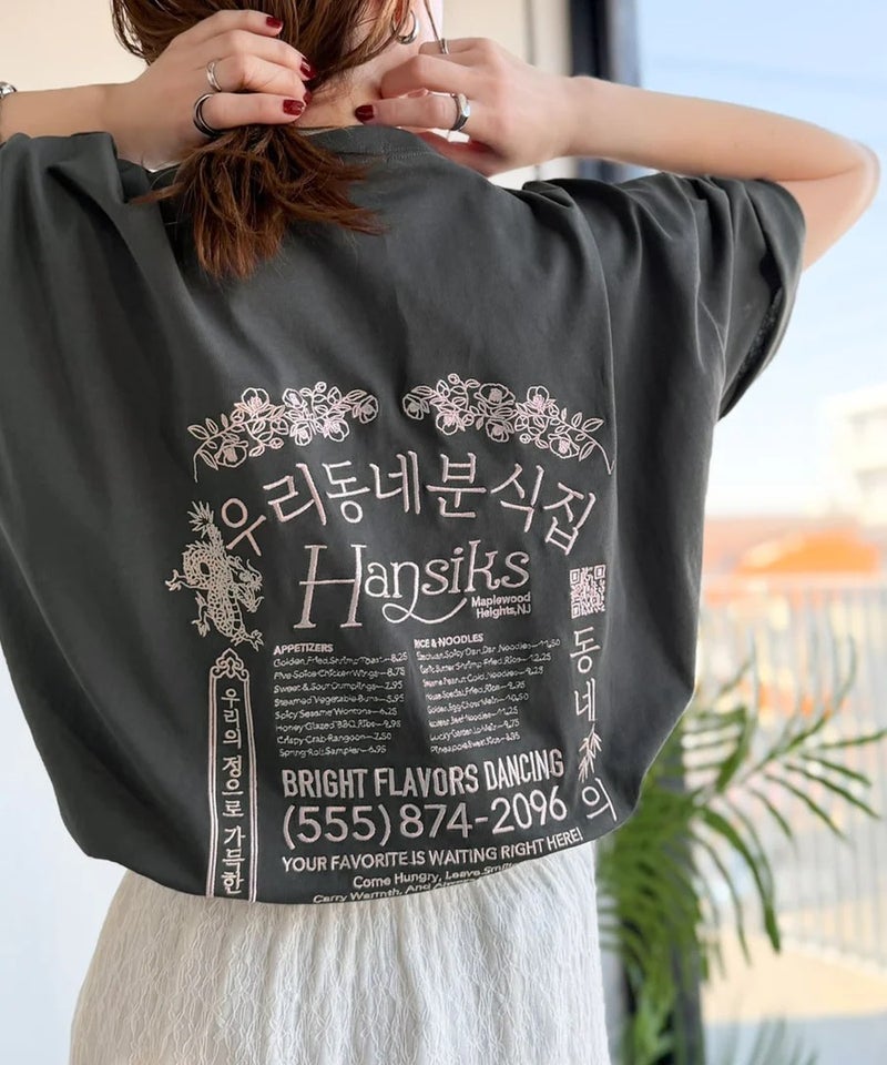 Classical Elf 《JaVaジャバコラボ》綿100%快適素材◎バック刺繍が主役の一枚♪オーバーサイズ ハングル刺繍バックプリントビッグTEE商品画像-24