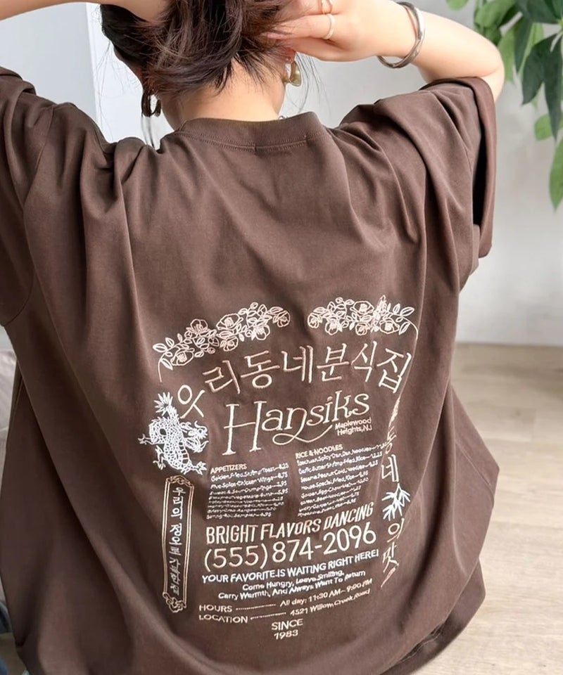 Classical Elf 《JaVaジャバコラボ》綿100%快適素材◎バック刺繍が主役の一枚♪オーバーサイズ ハングル刺繍バックプリントビッグTEE商品画像-26