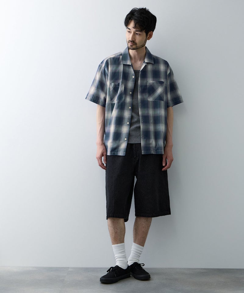 Real Standard オンブレチェック 半袖オープンカラーシャツ メンズ商品画像-9