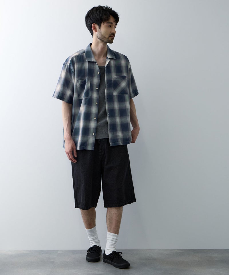 Real Standard オンブレチェック 半袖オープンカラーシャツ メンズ商品画像-10
