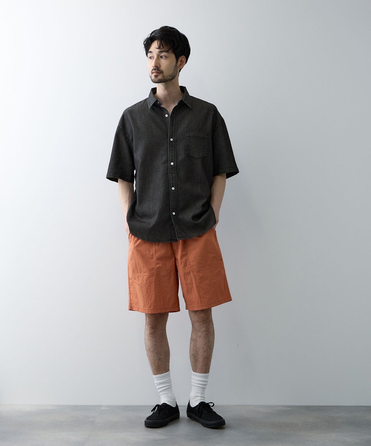 NAVY ブリーズデニム 半袖レギュラーカラーシャツ メンズ