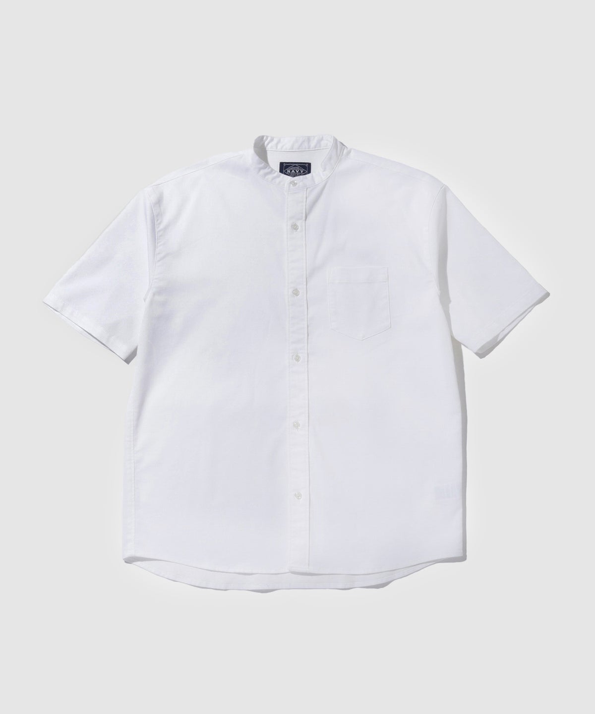NAVY ブリーズデニム 半袖バンドカラーシャツ メンズ