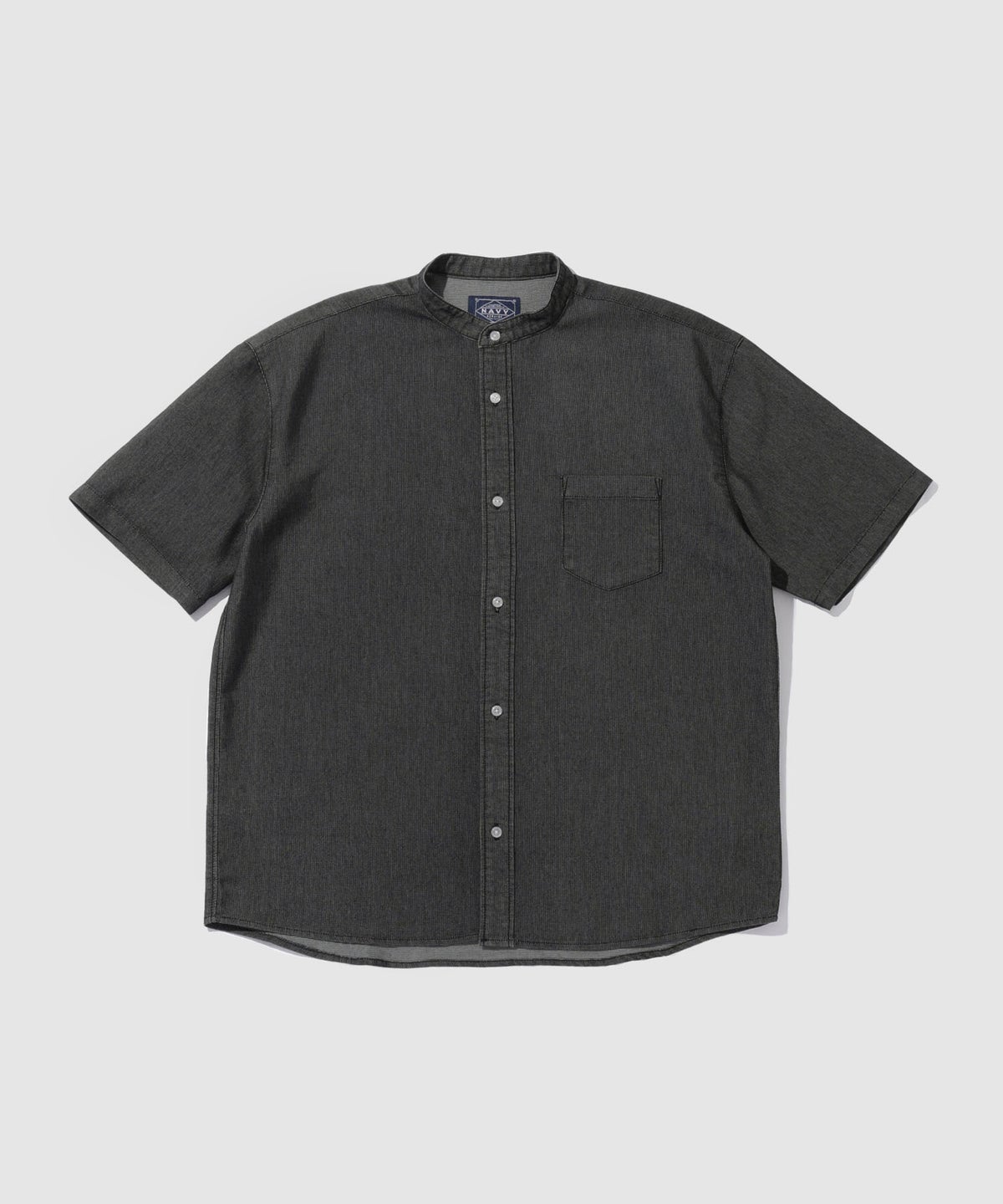 NAVY ブリーズデニム 半袖バンドカラーシャツ メンズ