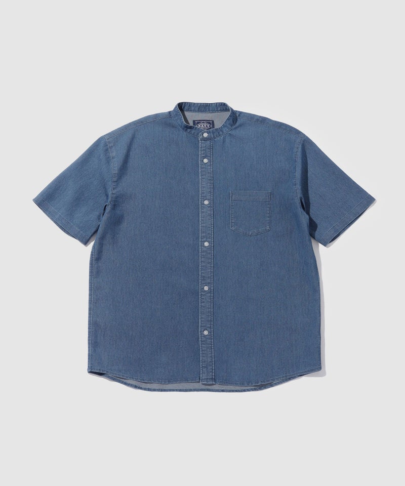 NAVY ブリーズデニム 半袖バンドカラーシャツ メンズ商品画像-4