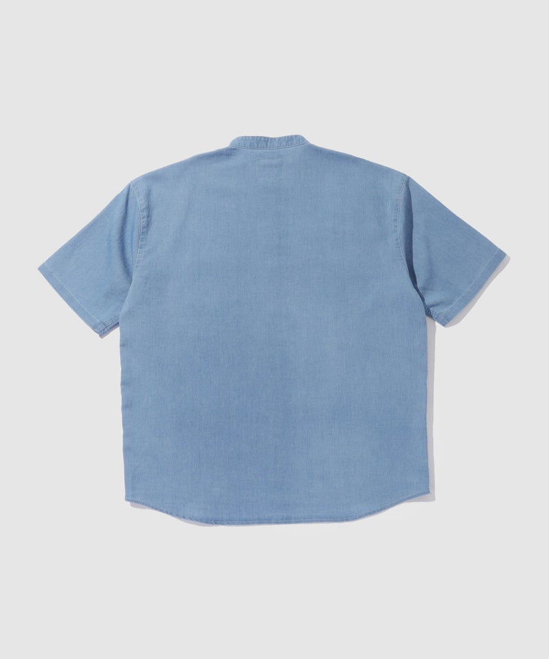NAVY ブリーズデニム 半袖バンドカラーシャツ メンズ商品画像-5
