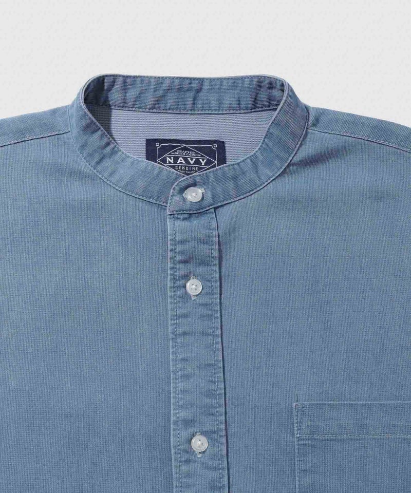 NAVY ブリーズデニム 半袖バンドカラーシャツ メンズ商品画像-6
