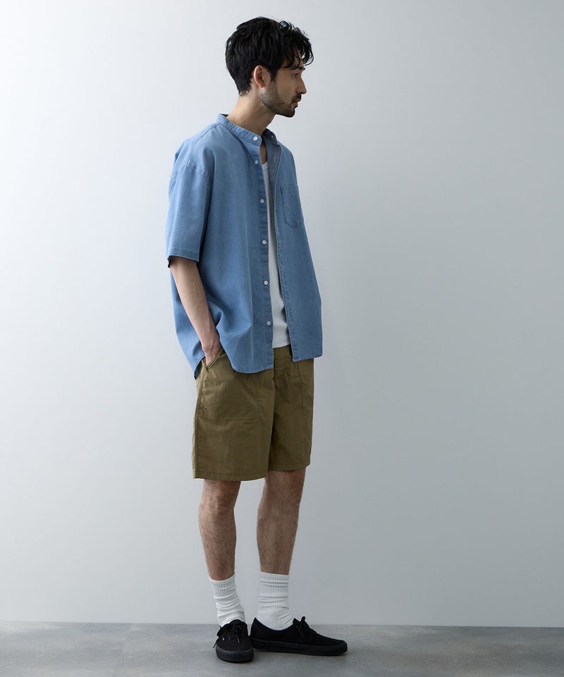 NAVY ブリーズデニム 半袖バンドカラーシャツ メンズ商品画像-9